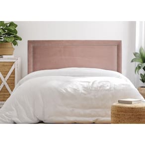 Cabeceira King Estofada para Cama Box com Tachas 193x60cm Reta Luxo Rosê/Prata