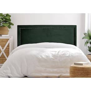 Cabeceira King Estofada para Cama Box com Tachas 193x60cm Reta Luxo Verde/Fumê