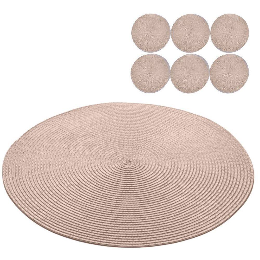 Jogo Americano 6 Lugares Redondo Sousplat Mesa Posta 38Cm