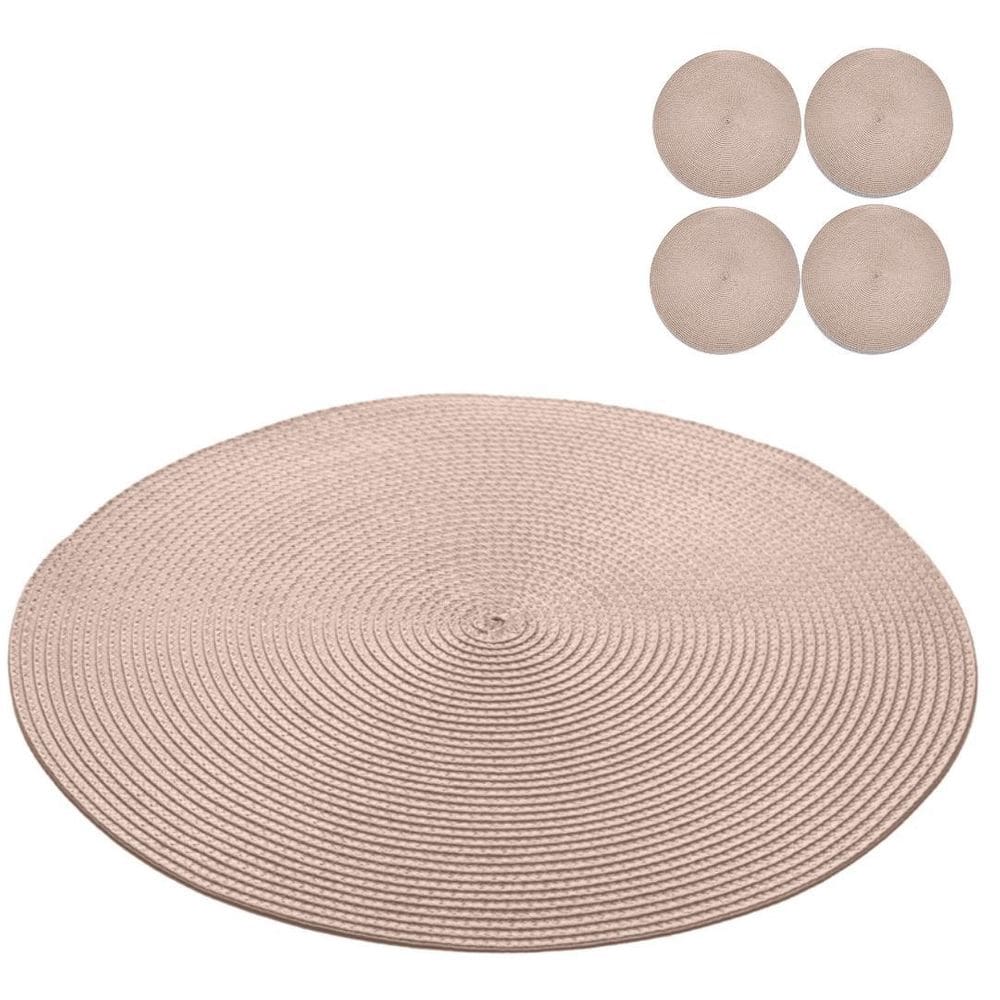 Jogo Americano 4 Lugares Redondo Sousplat Mesa Posta 38Cm