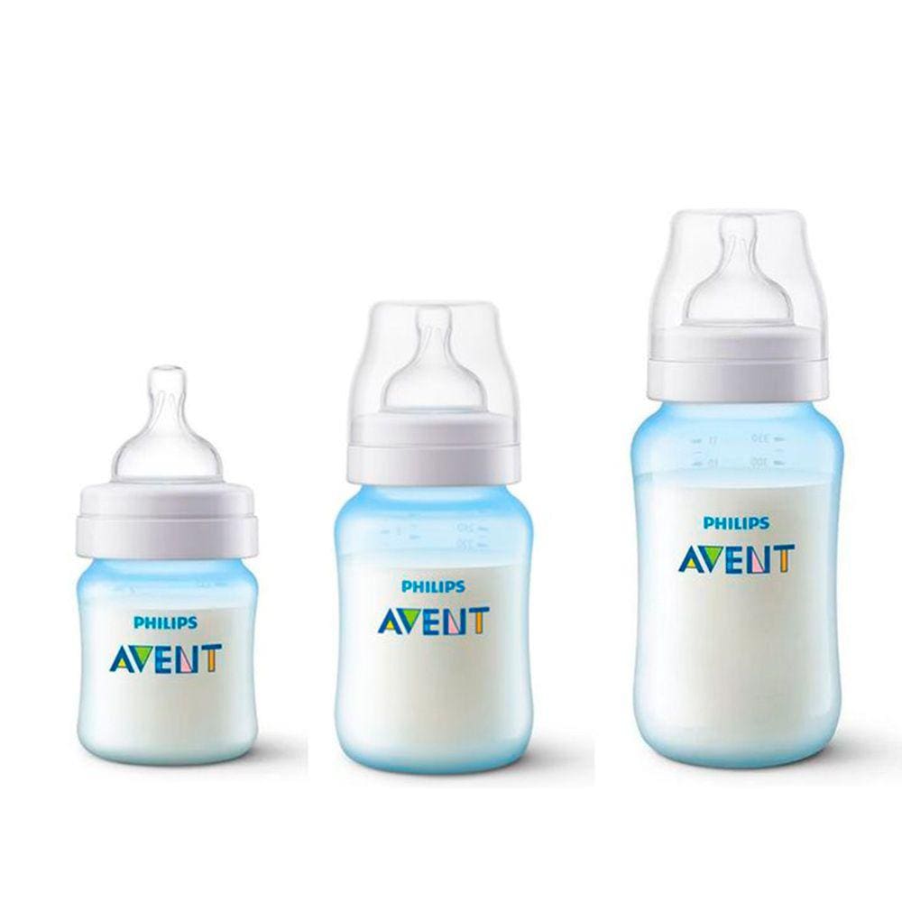 Kit 3 Mamadeiras - 125-260-330ml - Clássica - Azul - Philips Avent