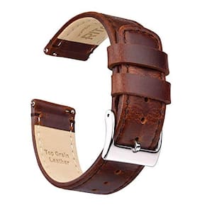 Pulseira Relógio Couro 20mm Café Compat. Timex/Citizen - Homens/Mulheres