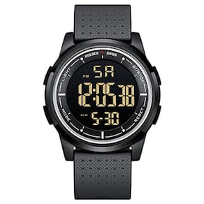 Relógio Esportivo Ultra-Fino À Prova D`Água com Display Amplo e Pulseira de Borracha Preto