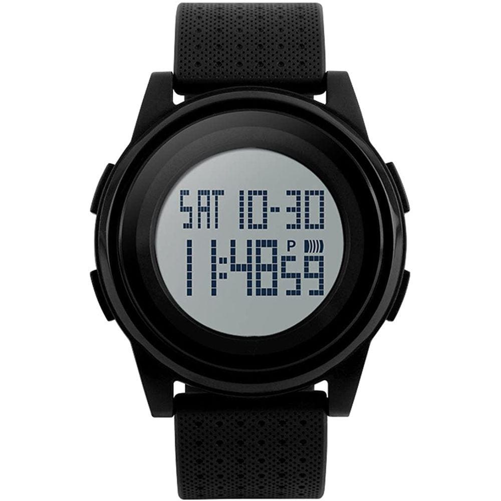 Relógio Esportivo Digital Ultra Fino LED Militar Preto Luz de Fundo Prova D`água