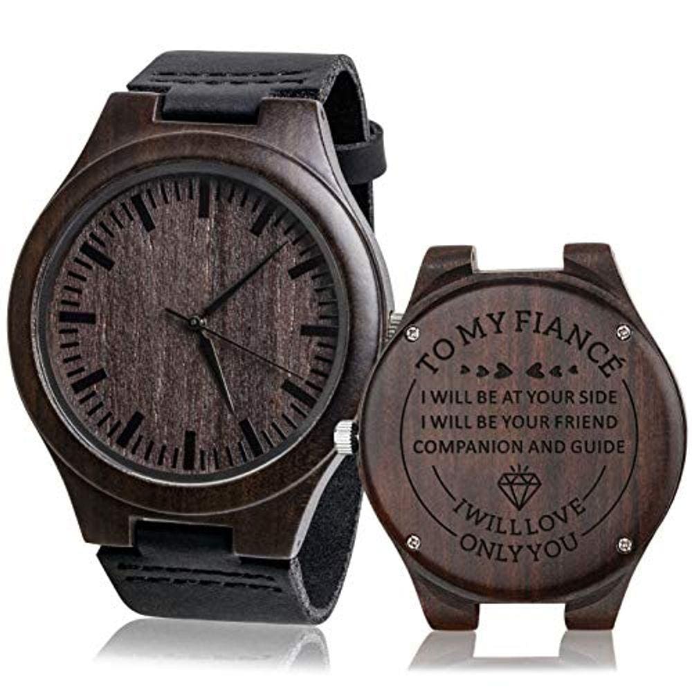 Relógio de Madeira Gravado para Noivo/Esposo, Presente Personalizado
