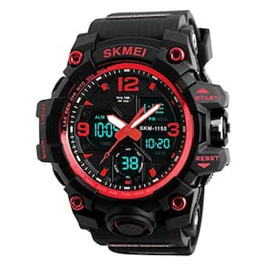 Relógio Esportivo Multifuncional à Prova D`Água 50M Preto/Vermelho