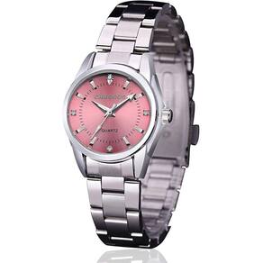 Relógio de Pulso Feminino Quartz Analógico em Aço Inoxidável