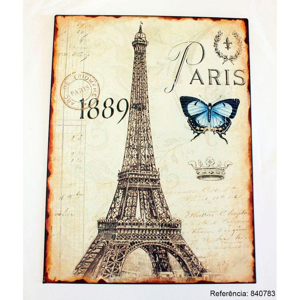 Quadro Decorativo Retro Torre Eiffel Romântico