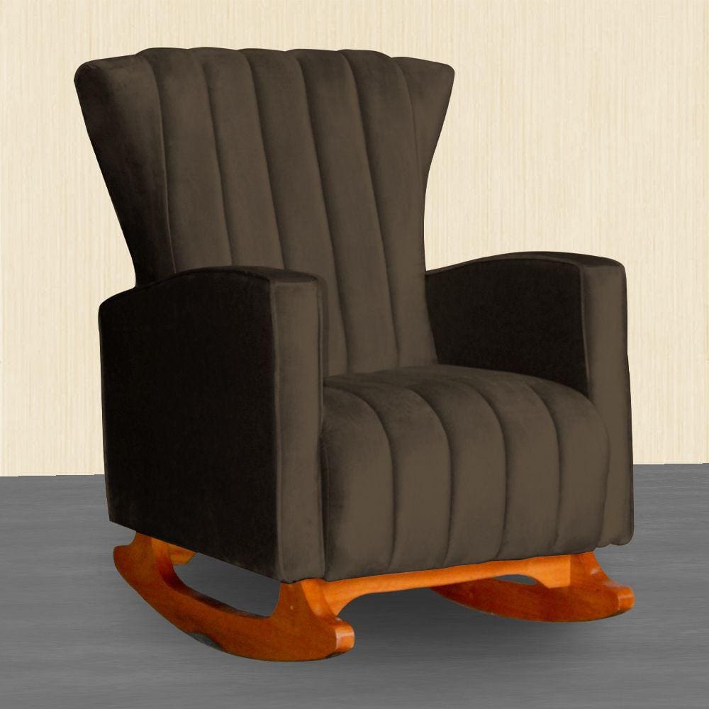 Poltrona Estofada de Balanço Melinda Veludo Marrom - LM DECOR