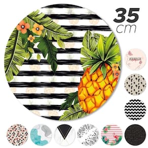 Kit 4 Peças Jogo Americano Base Redonda Mdf Sousplat Abacaxi