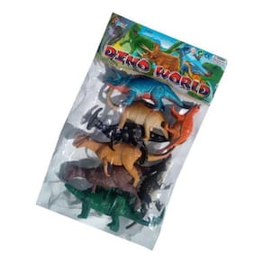 Kit 8 Dinossauros Borracha Miniatura Triceratopos T-Rex