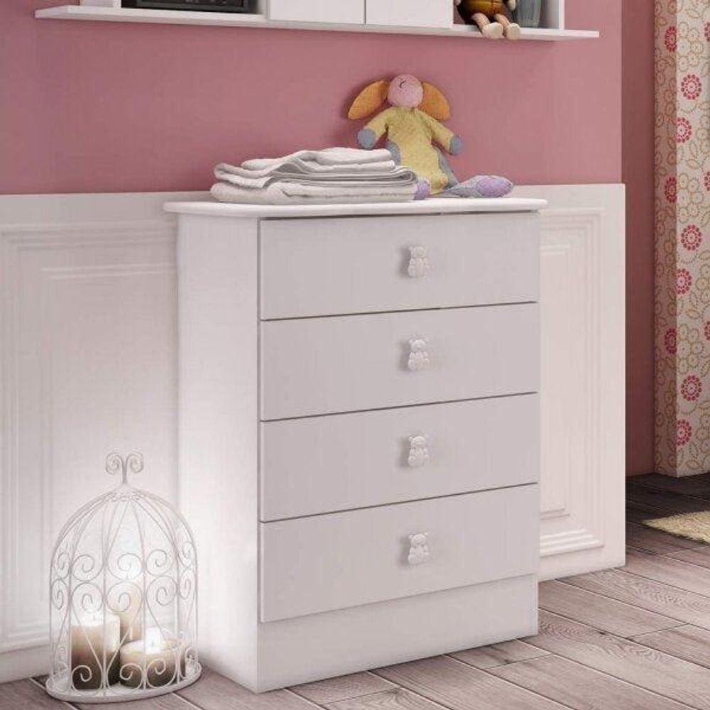 Cômoda de Bebê 4 Gavetas 1320 Baby Móveis Percasa Branco