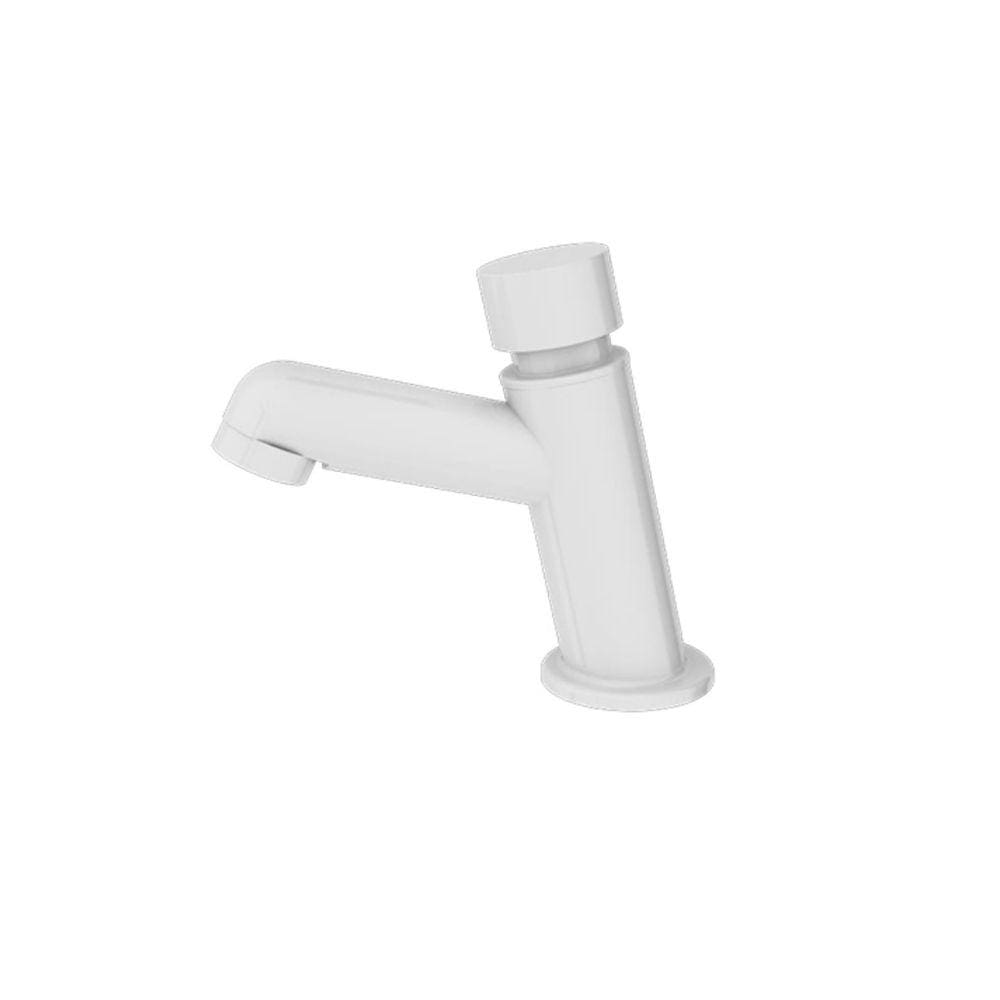 Torneira Lavatório Fechamento Automático Mesa ABS Branca