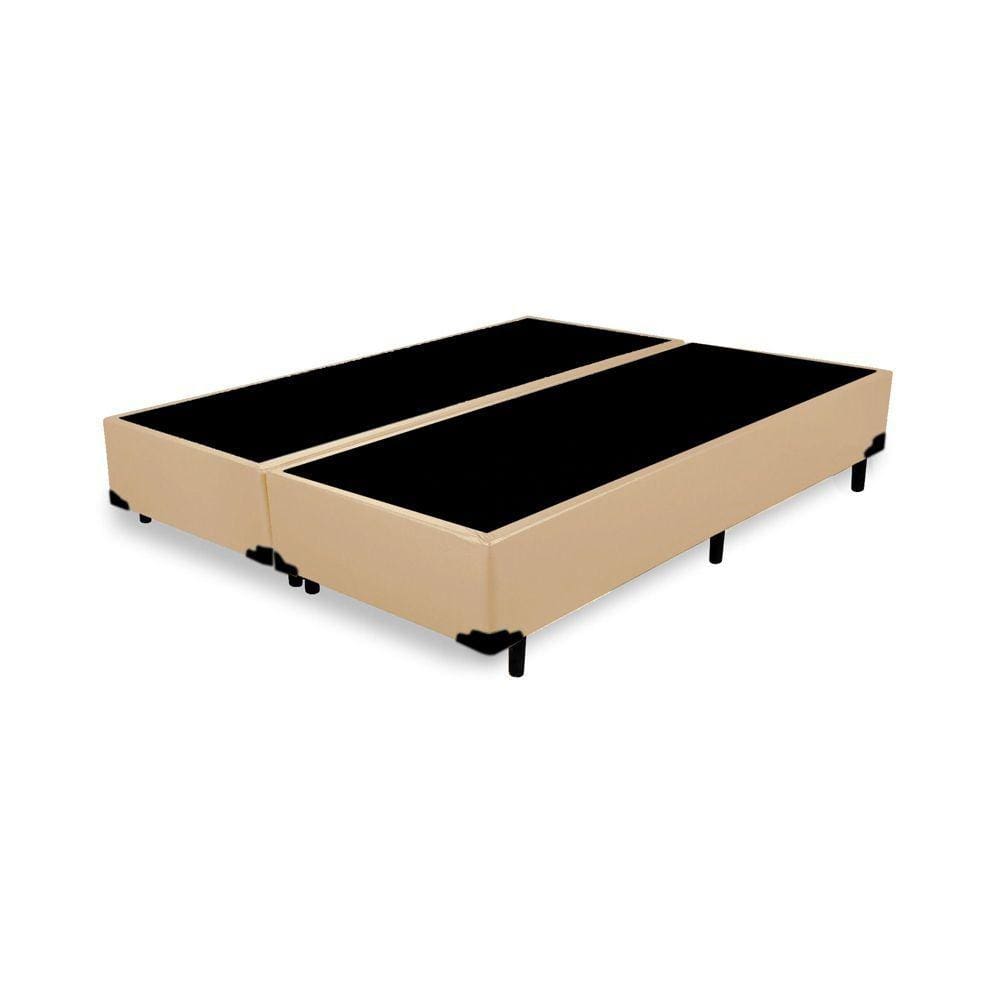 Base Box Queen Bipartido Blindado Linhão Bege