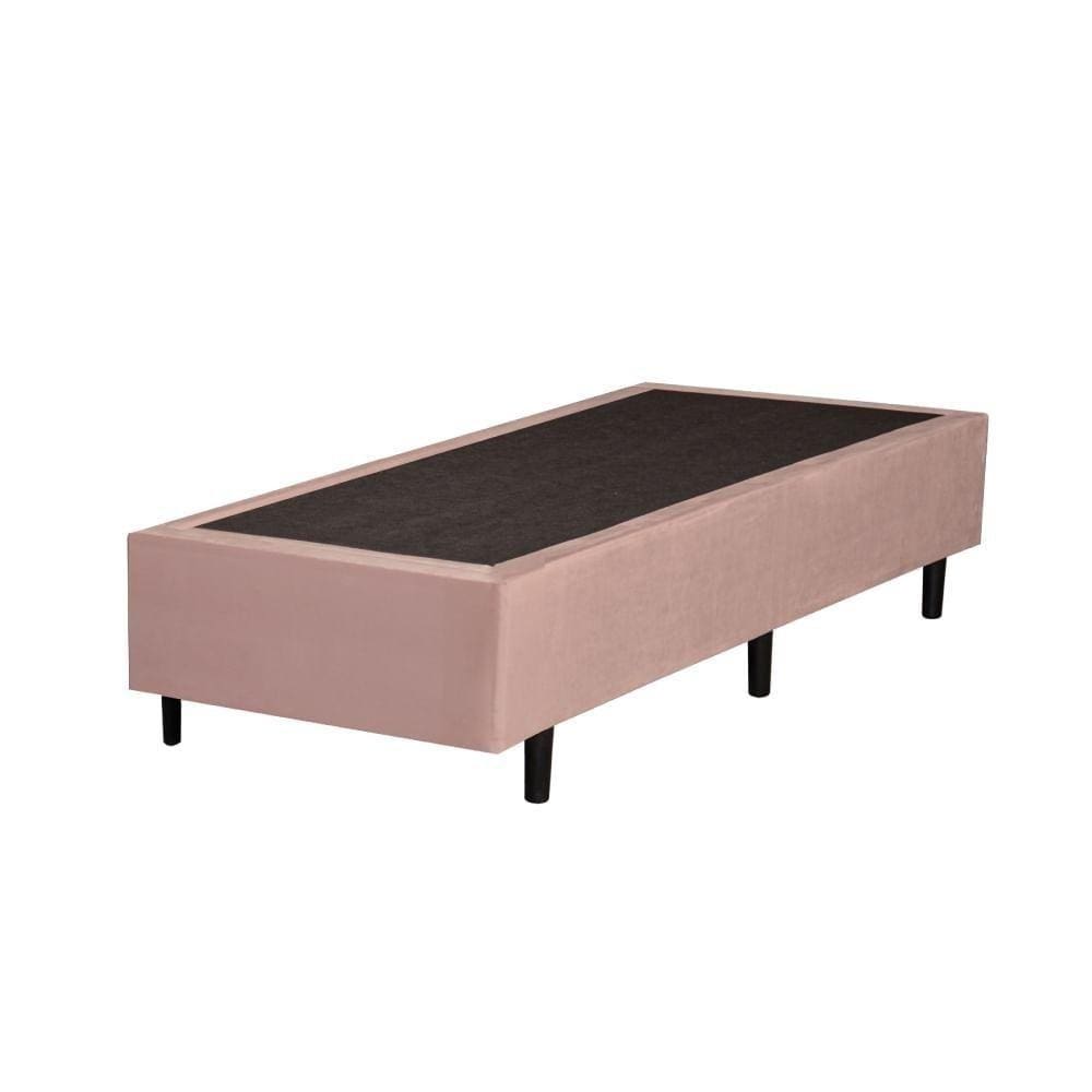Base Box Solteiro Blindado Suede Rosé