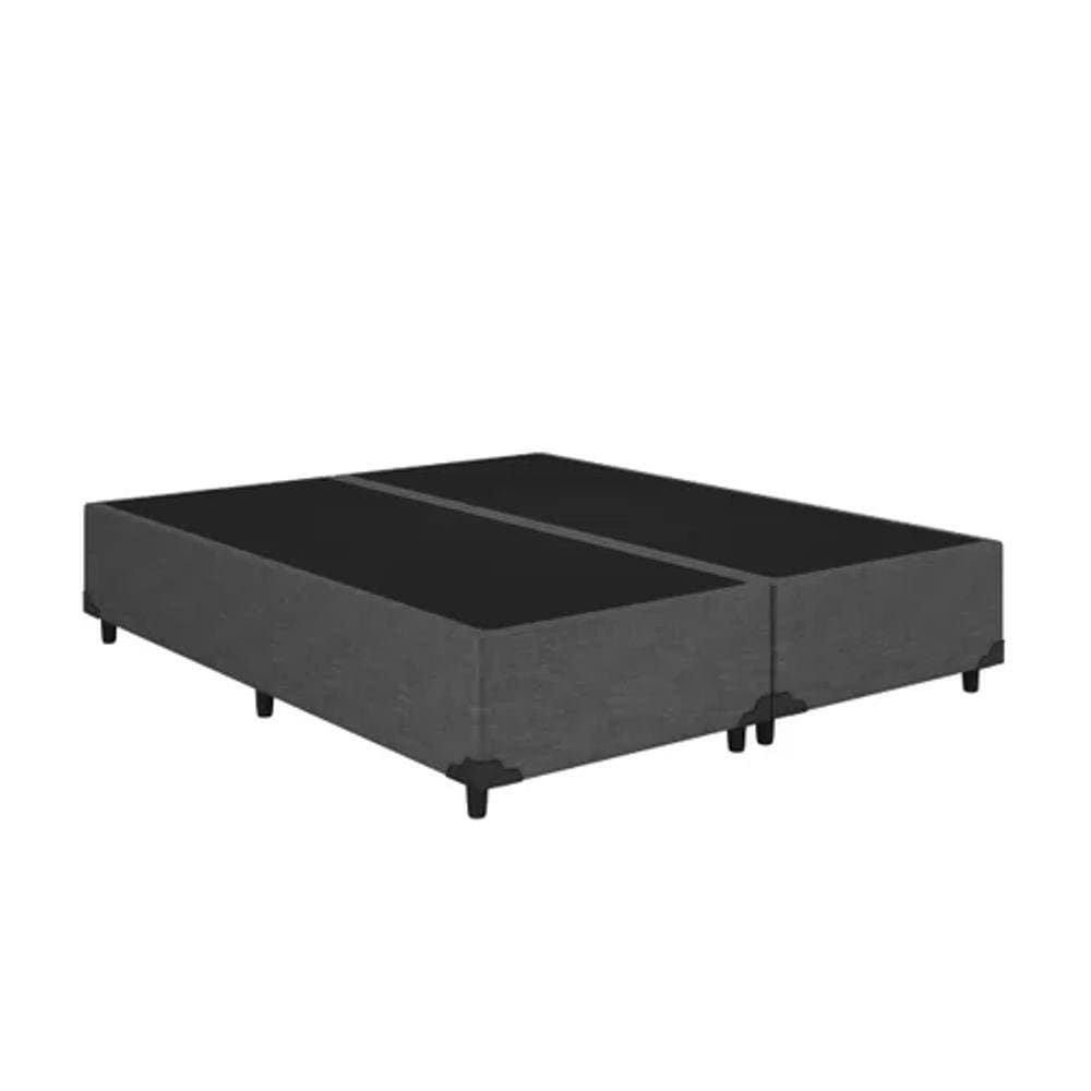 Base Box Queen Bipartido Blindado Linhão Cinza