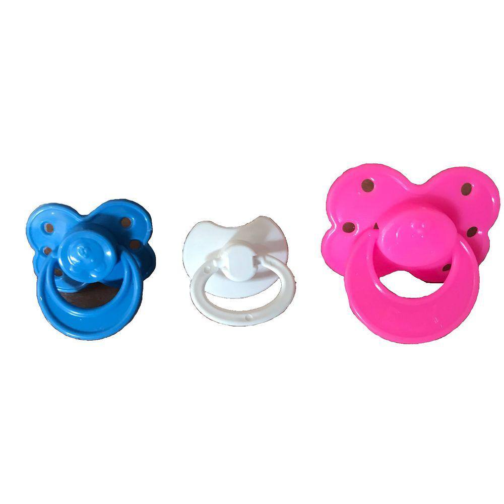 Chupeta para boneca boneco 3 modelos- 2 rosa 2 azul 2 branca ref 10100 ED1 Brinquedos
