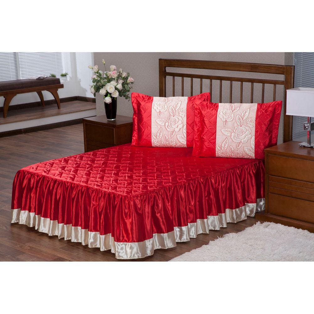 Colcha Rosas Casal 3 Peças