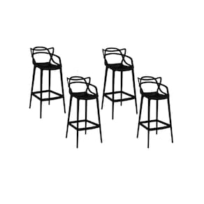 Conjunto c/4 banquetas médias Masters Allegra - 66 cm - Preto