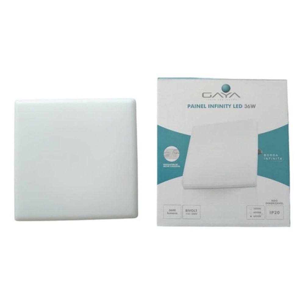 Painel Led Borda Infinita Quadrado 36w Embutir Branco Quente 3000k
