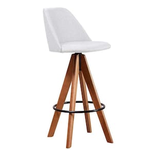banqueta lucca linho off white e castanho