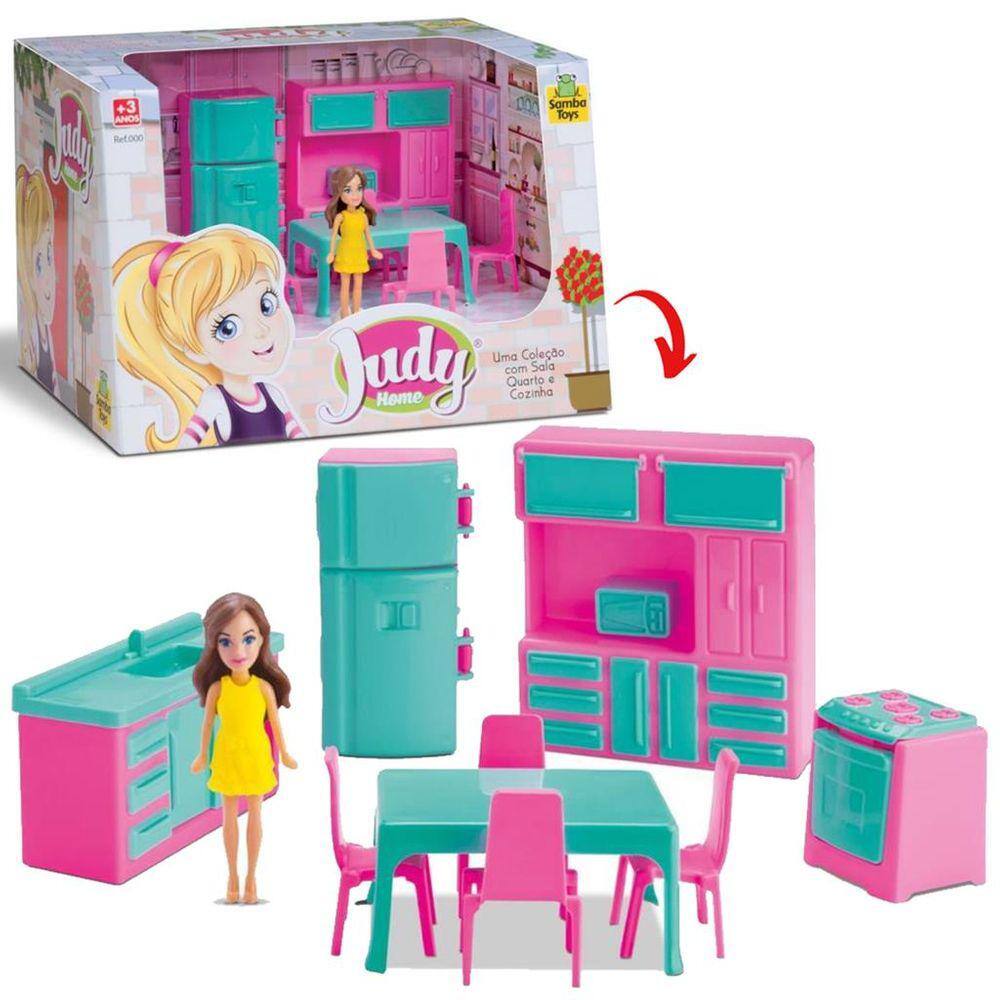 Coleção Judy Mini Cozinha com Boneca e Acessórios Samba Toys
