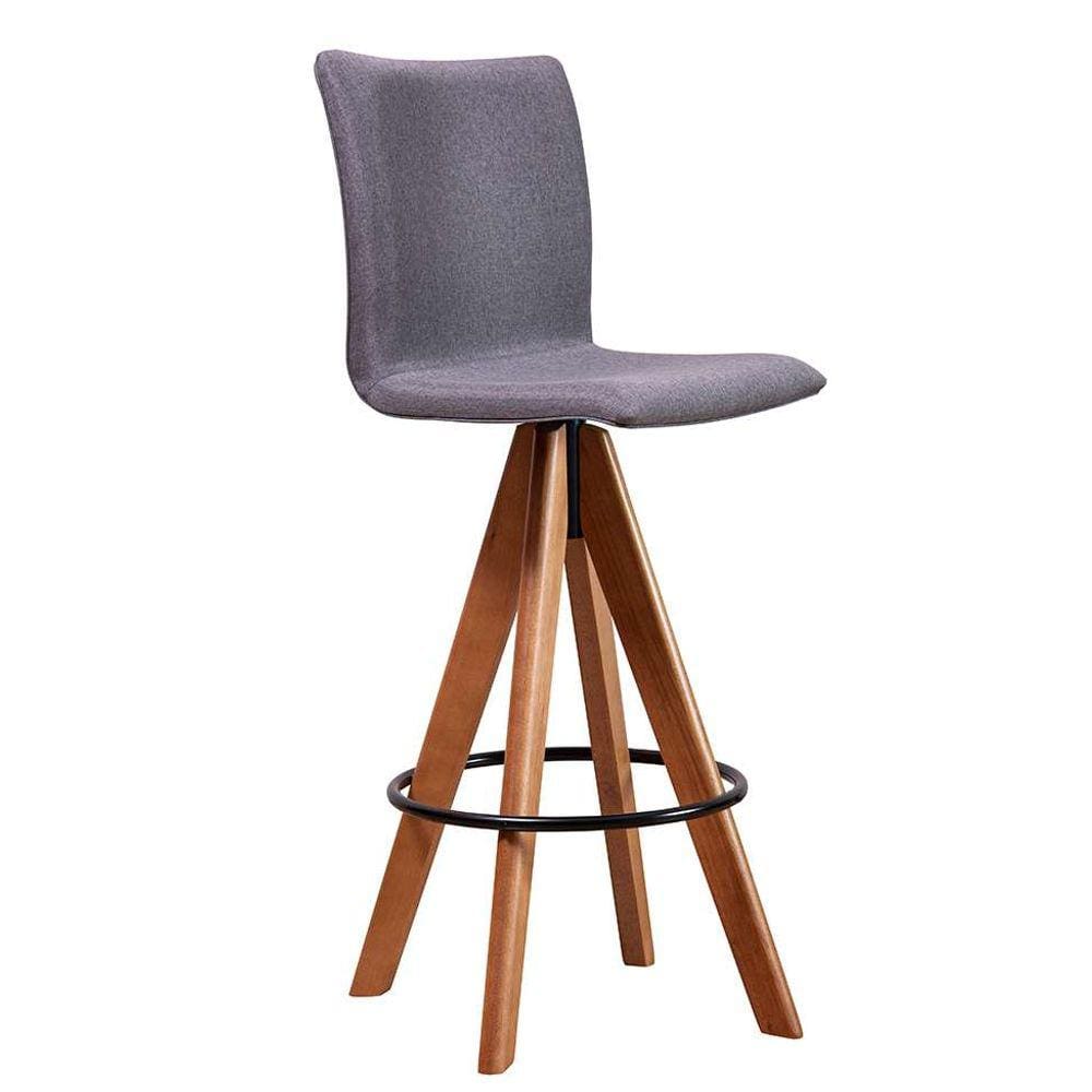 banqueta trevizzo linho cinza e castanho