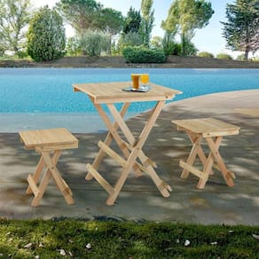 conjunto de mesa quadrada e 2 bancos forest bege