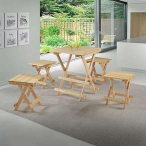 conjunto de mesa quadrada e 4 bancos forest bege