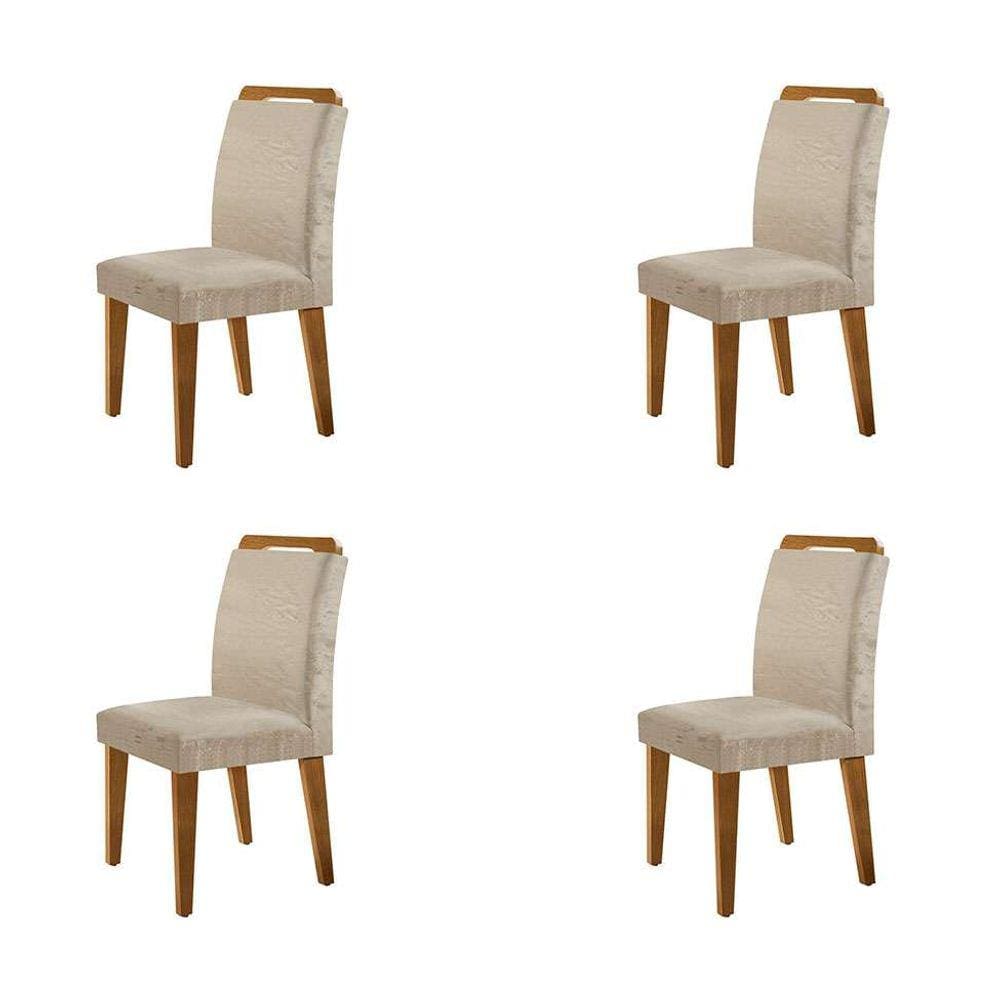 conjunto com 4 cadeiras olivia suede amassado chocolate e capuccino