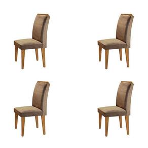 conjunto com 4 cadeiras olivia suede animalle chocolate e capuccino