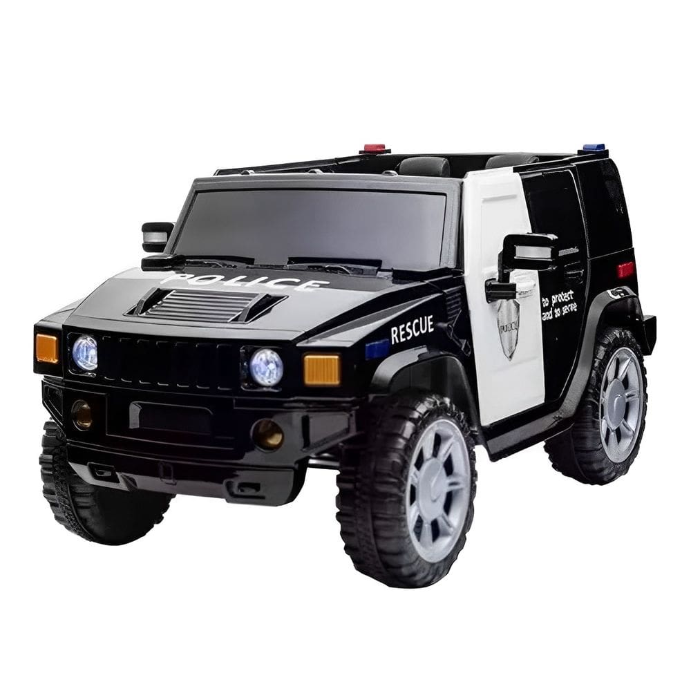 Carro Eletrico Infantil Viatura Policia Motorizada 12V Criança Luz Som Buzina Controle Passeio
