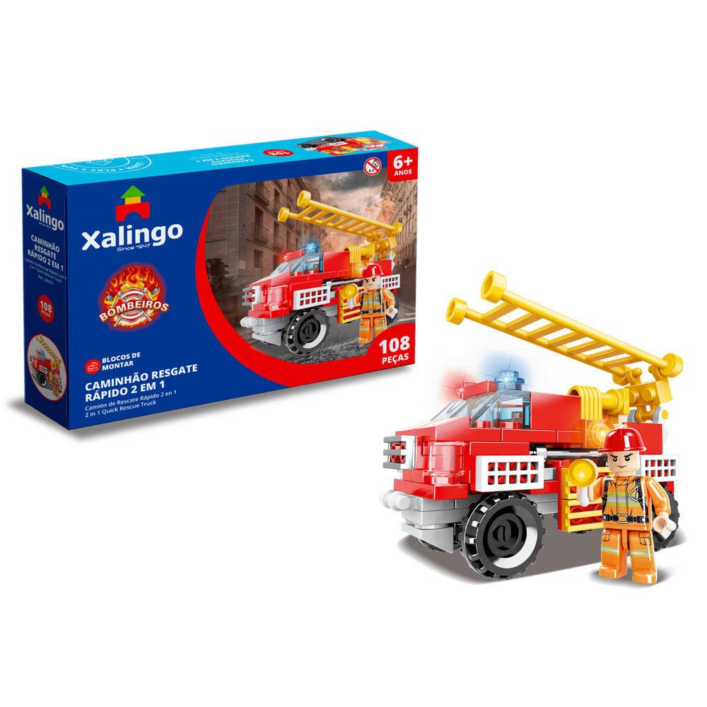 Blocos de Montar Bombeiros Caminhão Resgate Rápido 2 em 1 - 108 Peças