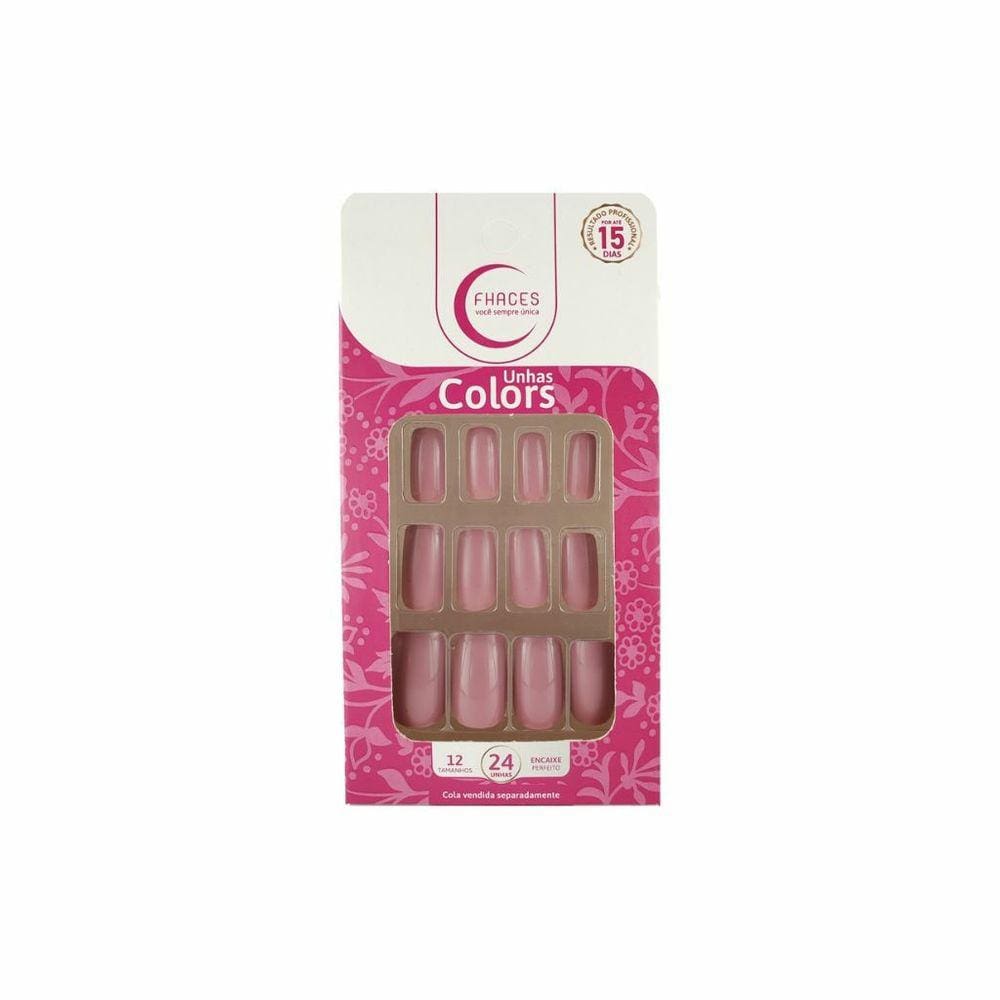 Unhas Postiças Fhaces Colors Rosa Flash Ref U3052