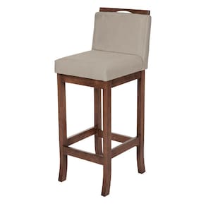 Banqueta Média Bancada Cozinha Americana Turim Madeira Capuccino Suede Bege CCS
