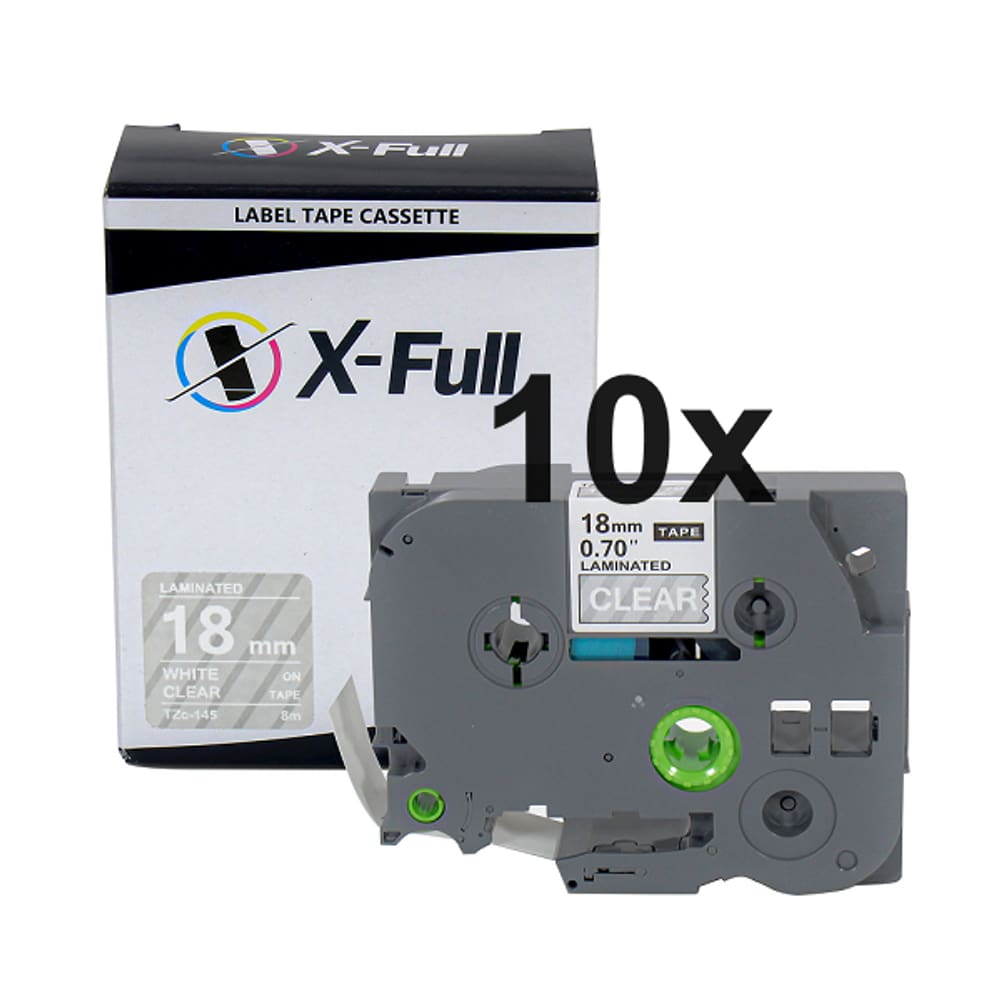 Kit 10 Fitas Compatível Brother Tze 145 Incolor Branca 18mm