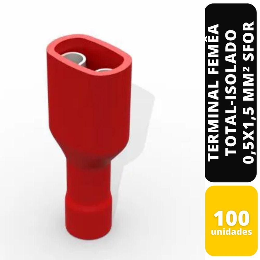 Kit C/100 Terminal Femea Total-Isolado PVC 0,5x1,5 mm² Sfor