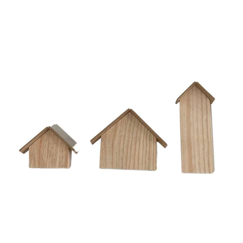 Trio de casinhas para condomínios em mdf c/telhado - Jeito Próprio Artesanato