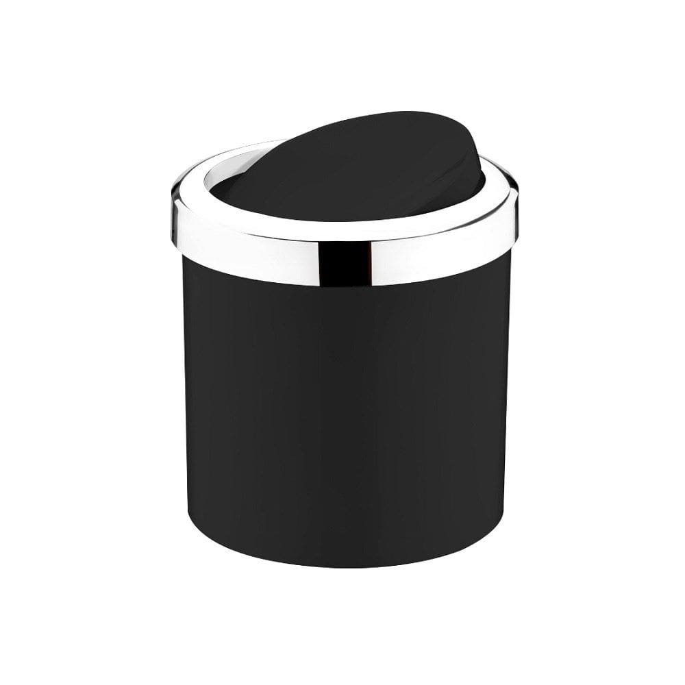 Lixeira 5L com Tampa Basculante Preta com Cromado Future