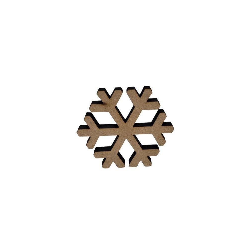 Enfeite/ Aplique Floco de Neve 9cm mdf 9mm - Jeito Próprio Artesanato