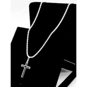 Cordão Baiano Prata 925 Corrente Pingente Cruz Crucifixo