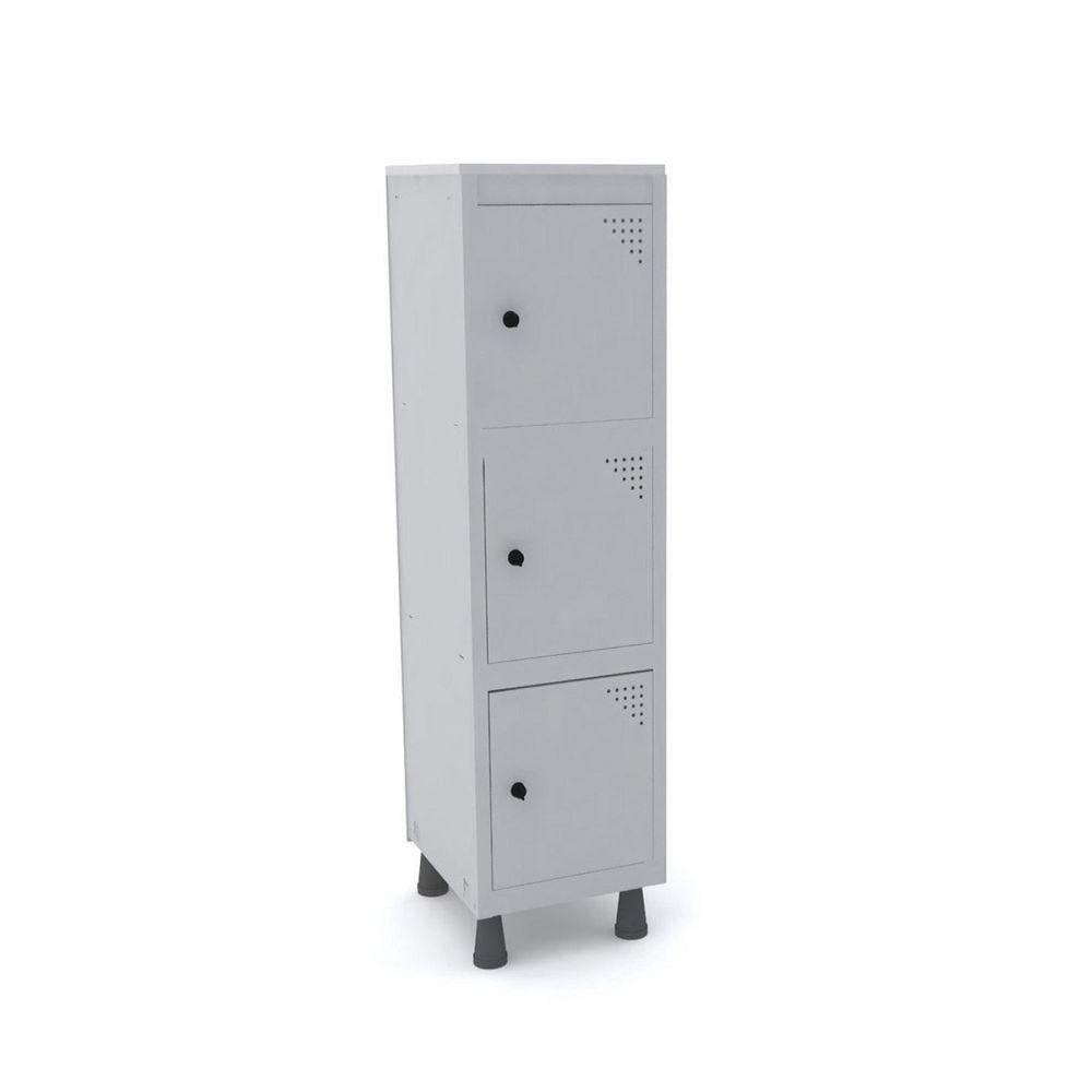 Armário Roupeiro 3 Portas Aço MGRP 501/3 Cinza