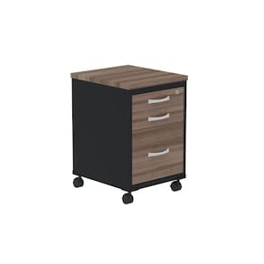 Gaveteiro Volante 3 Gavetas GVPS03P25TUB Walnut/Preto