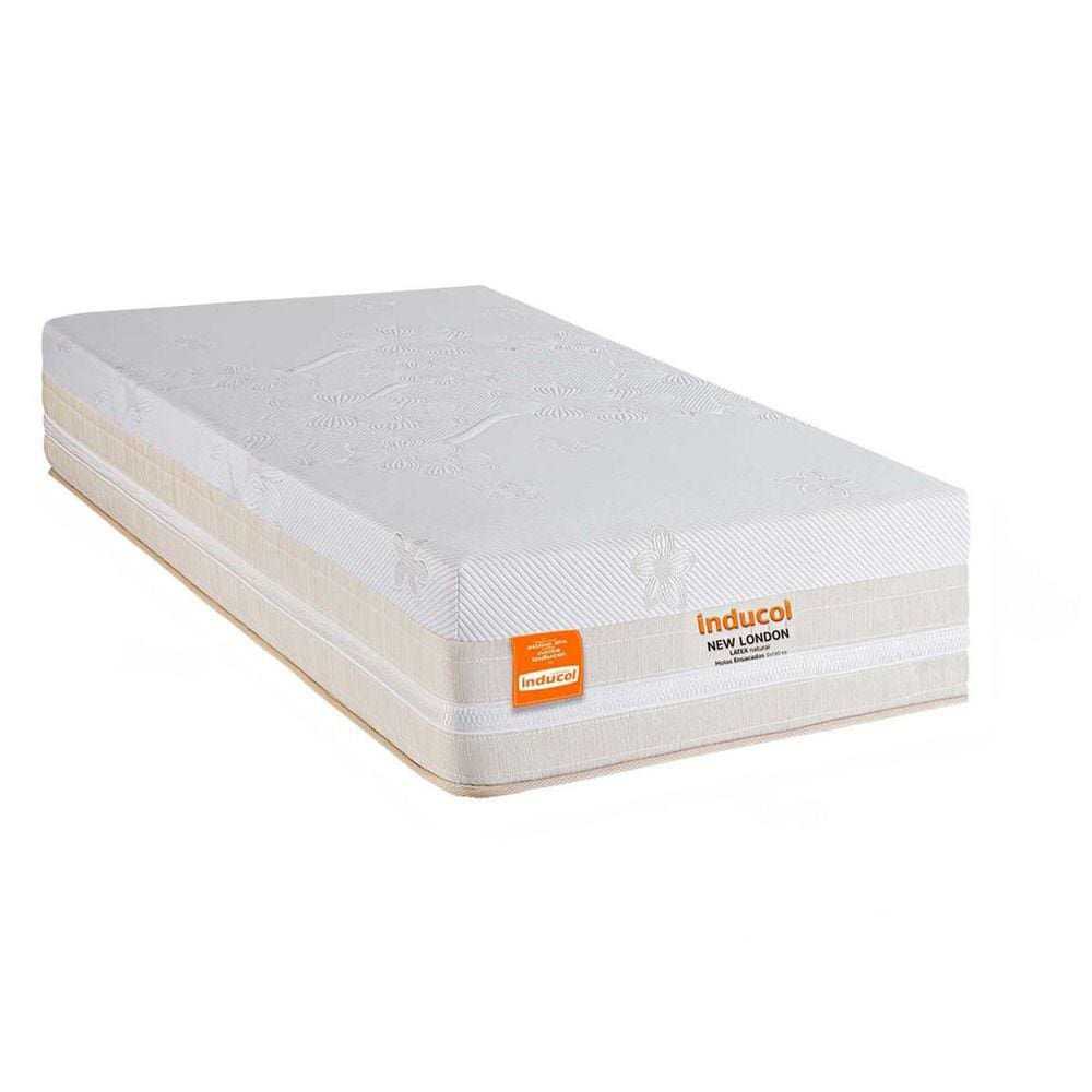 Colchão Solteirão Inducol Mola Ensacada New London 30x96x203cm Bege/Branco