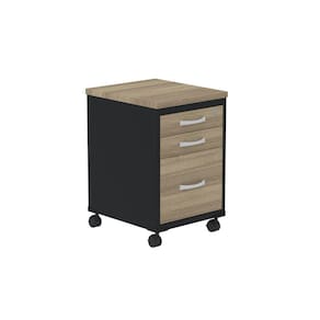 Gaveteiro Volante 3 Gavetas GVPS03P25TUB Noce Marromlle/Preto