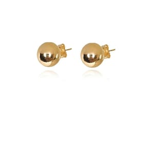Brinco De Bola Lisa Folheada Em Ouro 18K