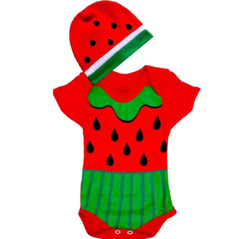 Body Bebe Tematico Frutas Melancia + Touca