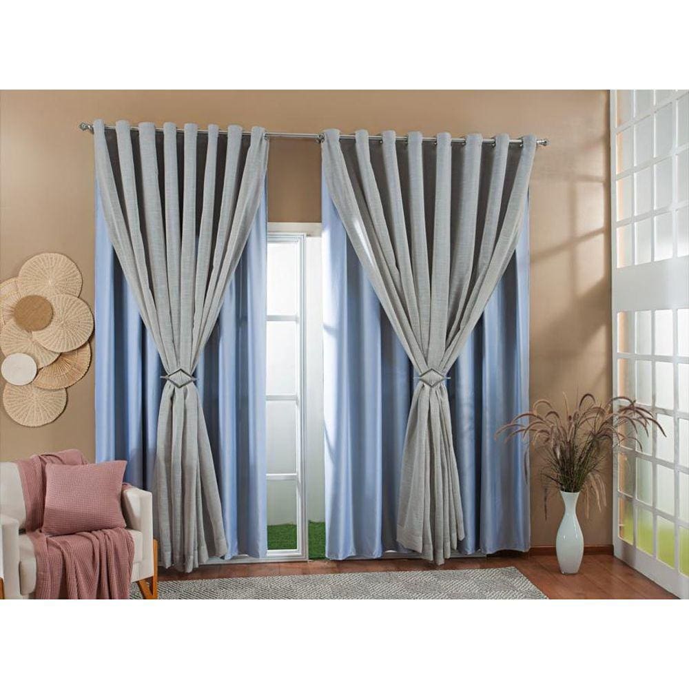 Cortina Gaze Linho Forro Blackout 4,00X2,30 Cinza