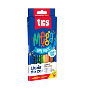 Lápis De Cor Mega Soft Color 12 Cores Core Vibrantes - Tris