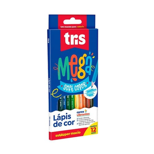 imagem-Lápis De Cor Mega Soft Color 12 Cores Core Vibrantes - Tris